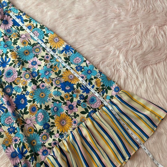 NEW - TOPSHOP Mix and Match Stripe and Floral Retro Midi Dress in Multi - Size 2 - Picture 16 of 16